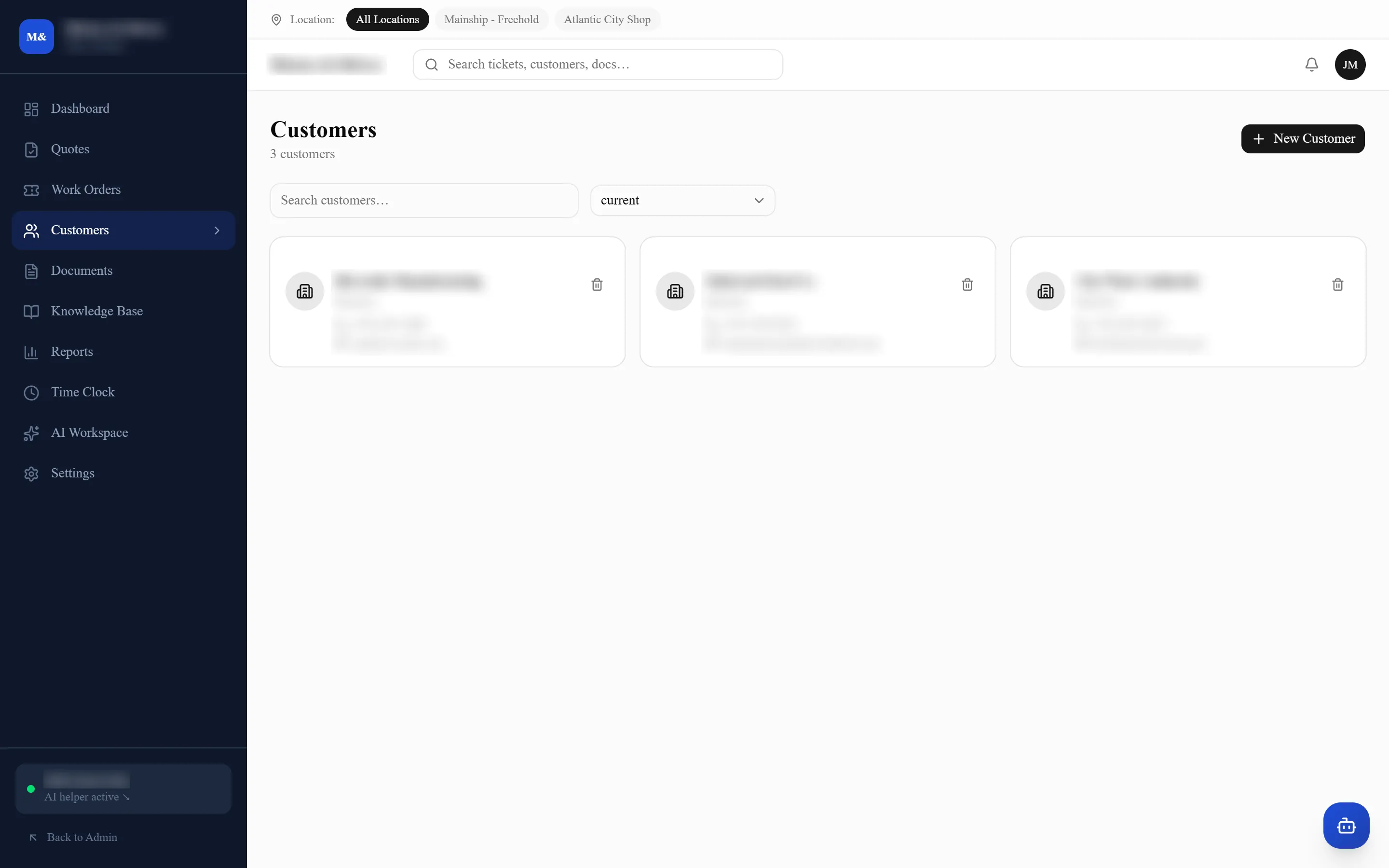 The customer list in Wave Works