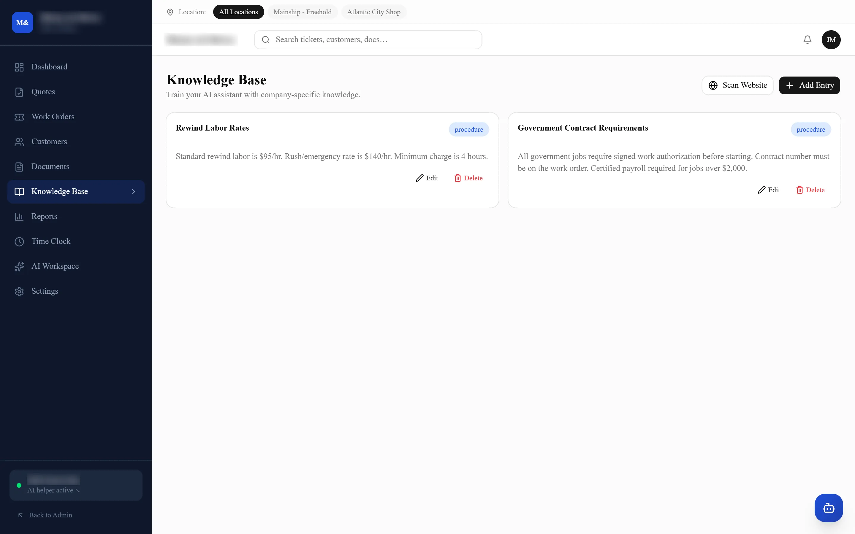 The knowledge base in Wave Works