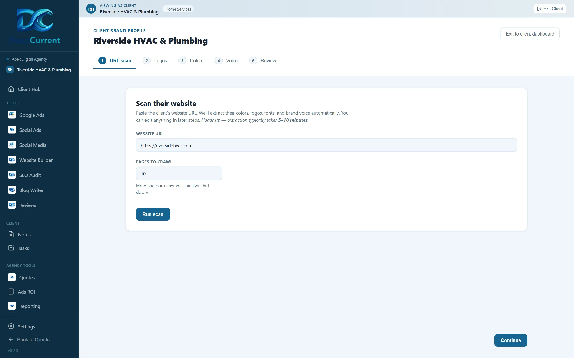 Setting the brand a site is built around