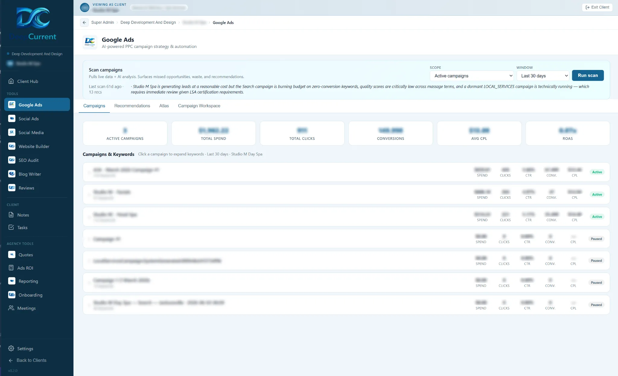 Advertising campaign performance overview