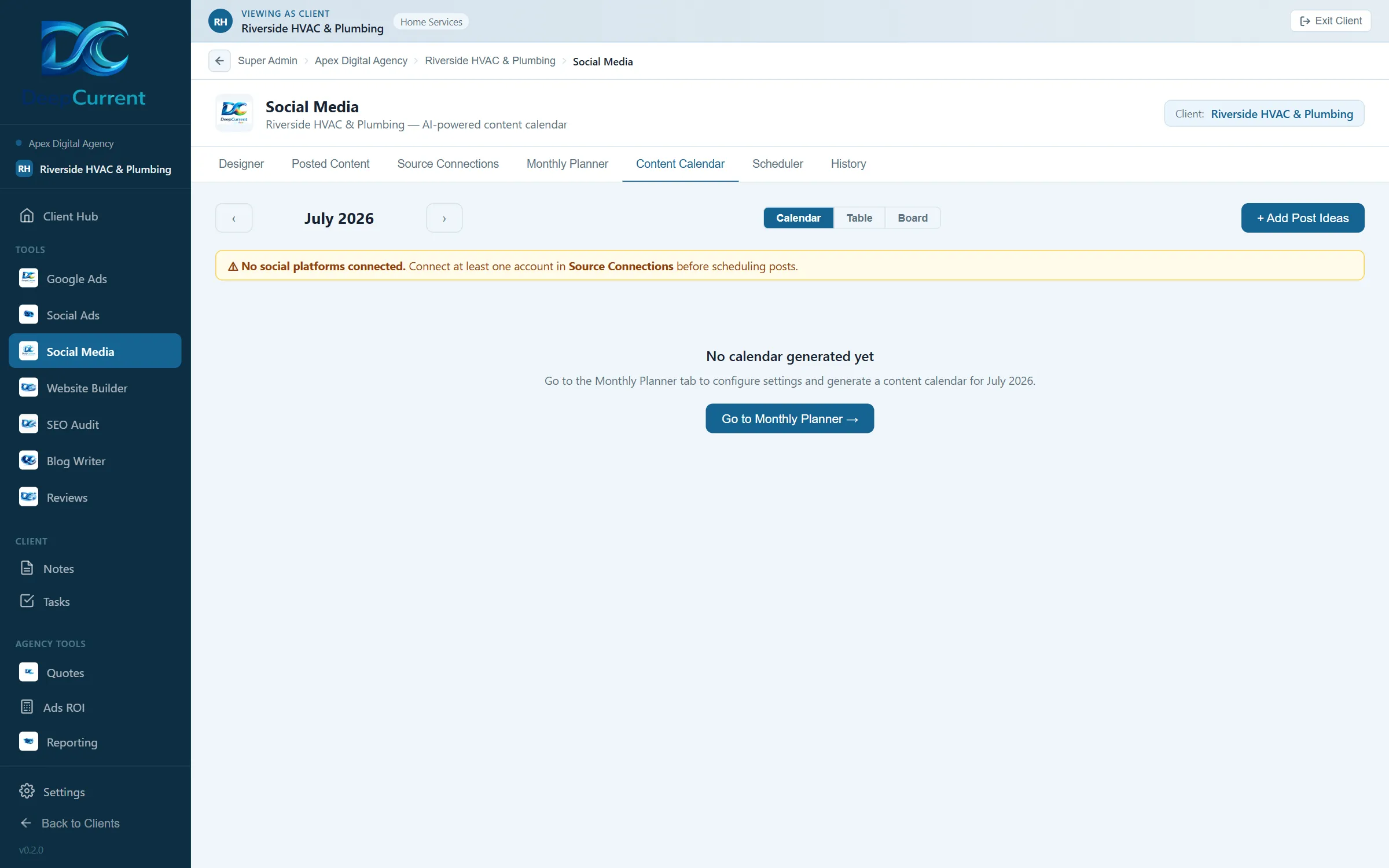 Content calendar showing scheduled posts