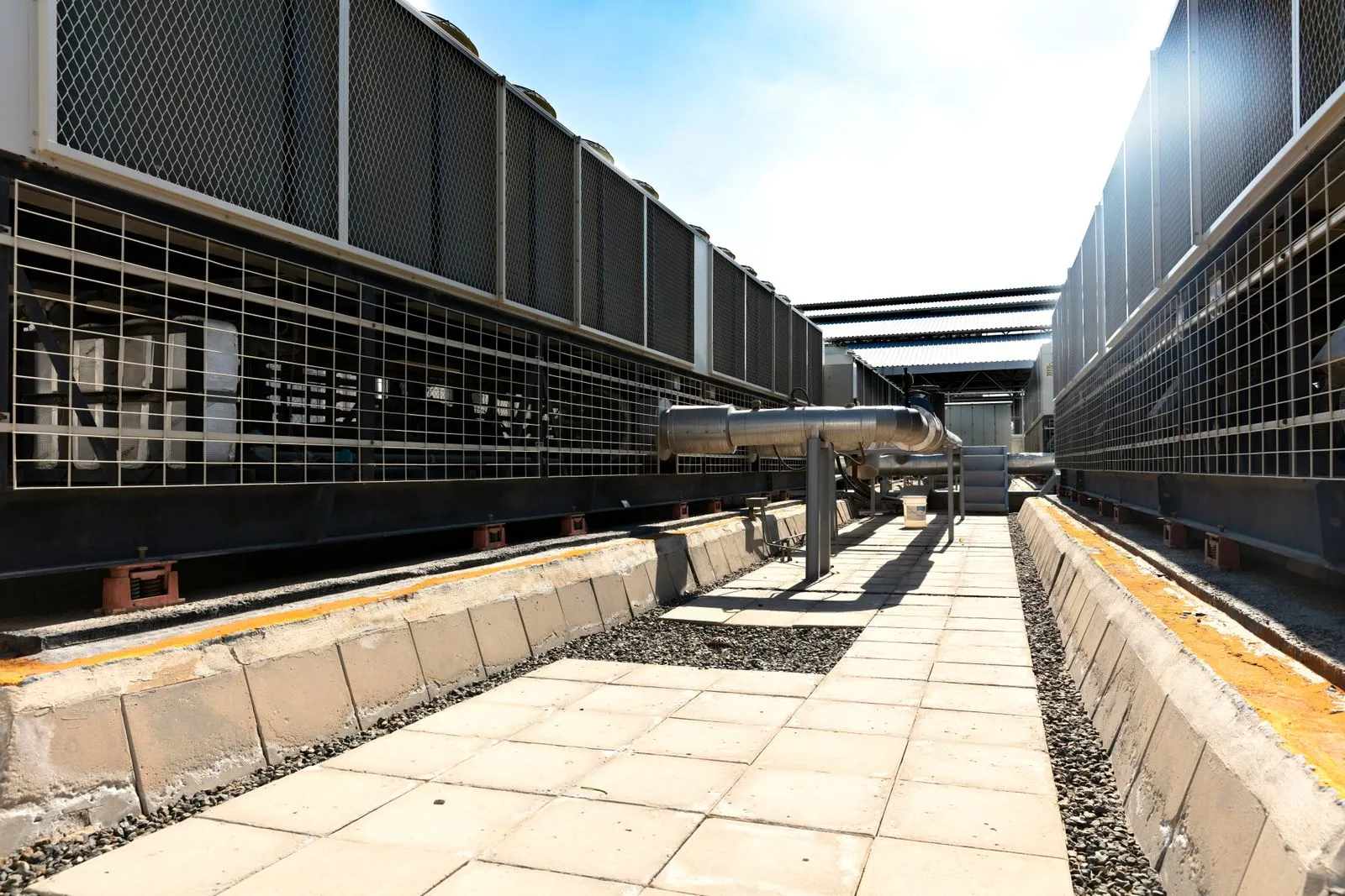 Industrial plant and pipework on a building