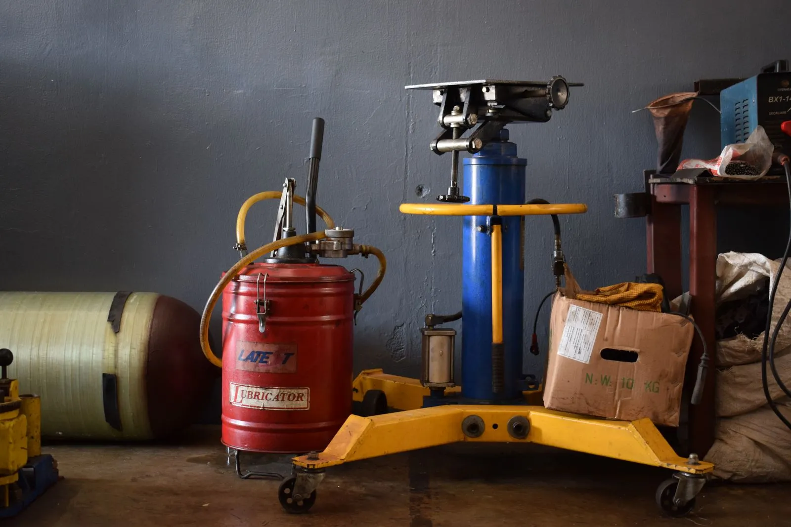 Industrial machinery in a well-equipped workshop